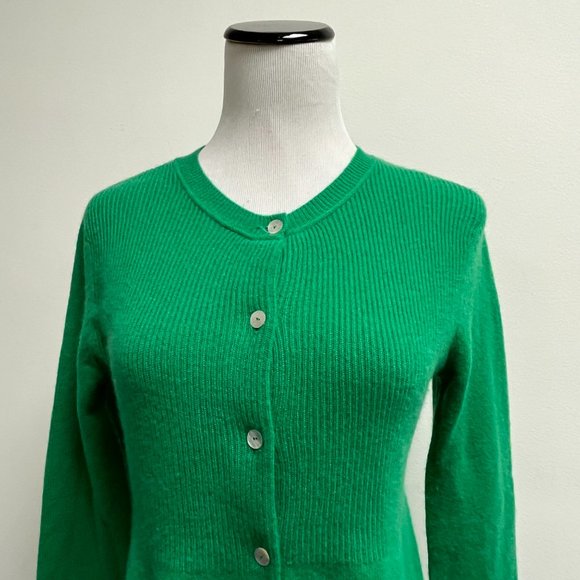 AQUA KELLY GREEN CASHMERE CARDIGAN XS - Picture 3 of 6